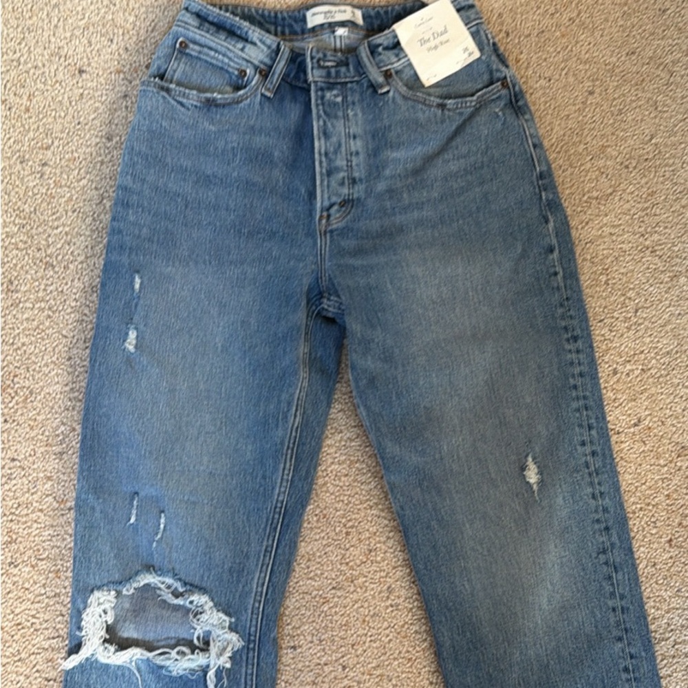 Abercrombie & Fitch High Rise Distressed Blue Jeans